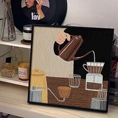 コーヒーショップ装飾絵画、カフェドリンクショップ、ウォーターバー、レストラン壁、北欧レトロ絵画、カフェスタイル