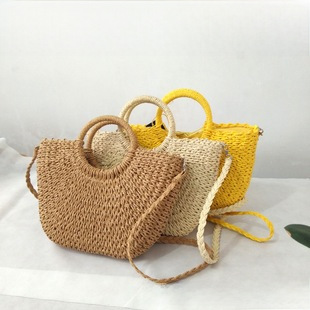 Women's Woven Shoulder Bag, Handmade Straw Beach Handbag_voghion.com