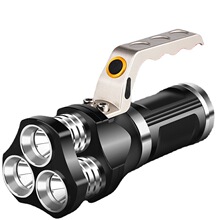 大功率手提LED强光手电筒3灯户外应急照明T6手提式探照灯厂家直销