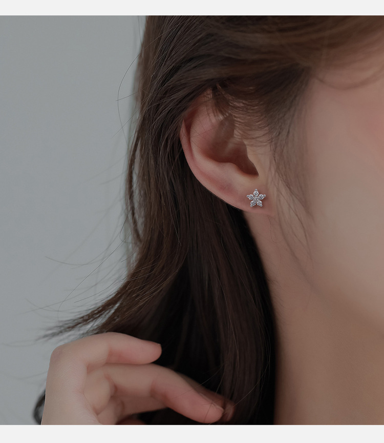 Titanium Steel Material Flower, Butterfly Pattern 1 Pair Sweet Flower Butterfly Titanium Steel Rhinestones Ear Studs