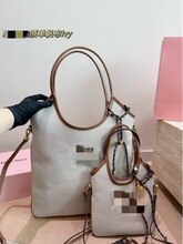 miu缪新款托特包tote大容量购物袋复古时尚帆布单肩手提腋下女包