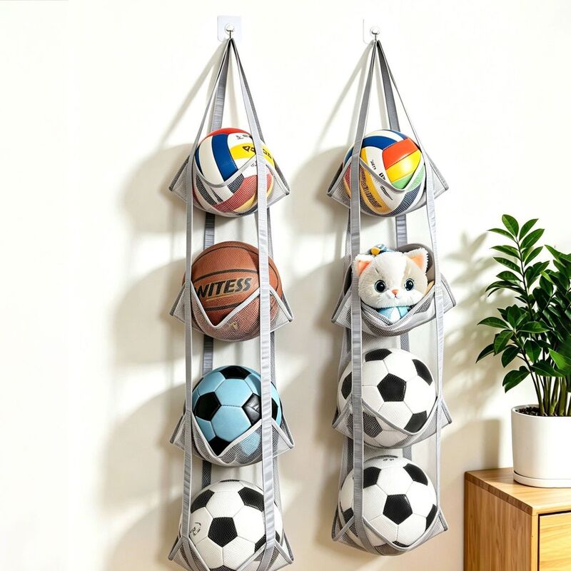 Wall-Mounted Basketball Storage Hanging Bag for Home Use, Door-Back Soccer Ball Storage Rack, Ball Holder, Toy and Doll Organizer Wall-Mounted Basketball Storage Hanging Bag for Home Use, Door-Back Soccer Ball Storage Rack, Ball Holder, Toy and Doll Organizer