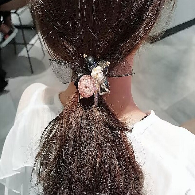 Banda de pelo de estilo coreano cuerda de pelo nueva banda de goma de moda de cristal de gama alta corbata cuerda de pelo pulsera banda de pelo dulce accesorios para el cabello