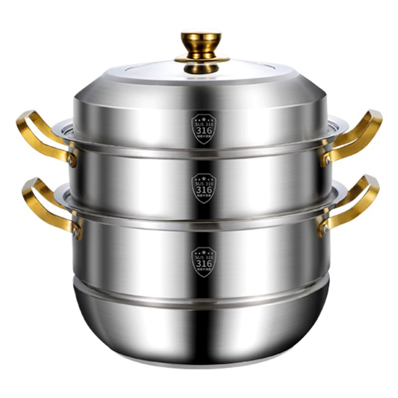 [Готовый запас для быстрой доставки] Пароварка из нержавеющей стали, трехслойная большая пароварка, пароварка большой емкости, специальная пароварка для булочек на пару