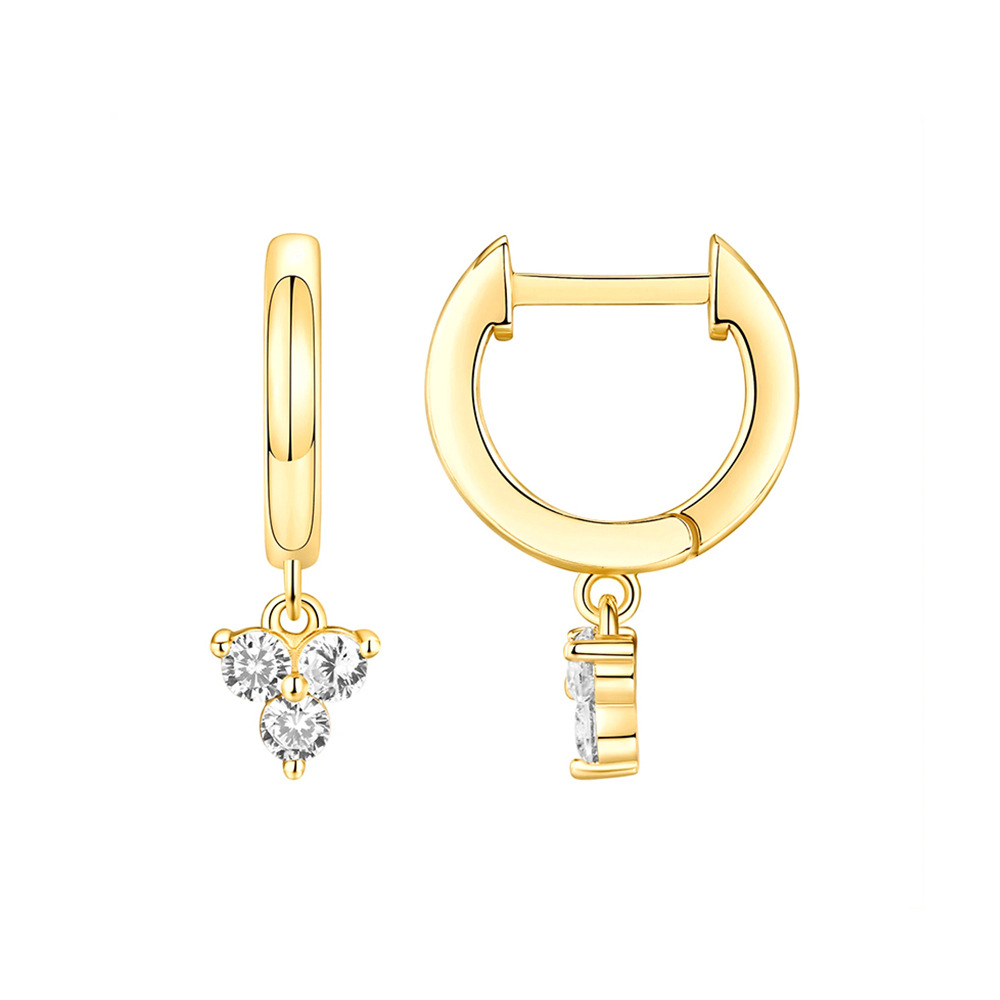 Fashion Cross Sterling Silver Inlaid Zircon Drop Earrings 1 Pair