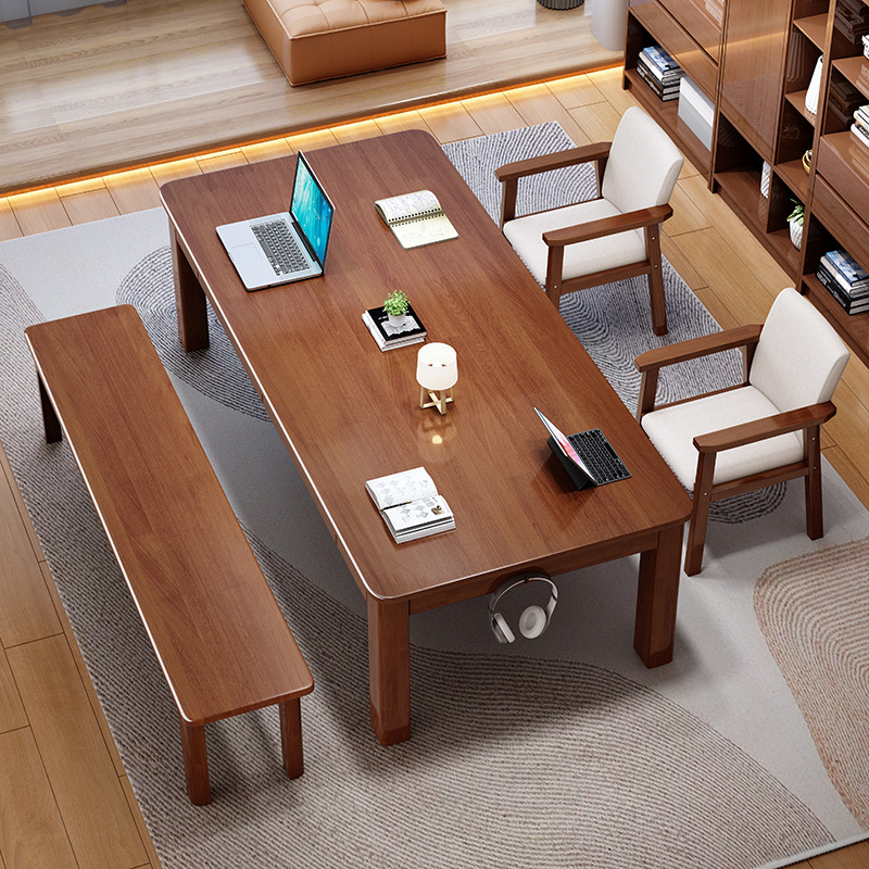 escritorio largo de la sala de estar de madera sólida mesas de trabajo domésticas con cajones para la sala de estar escritorio de escritorio