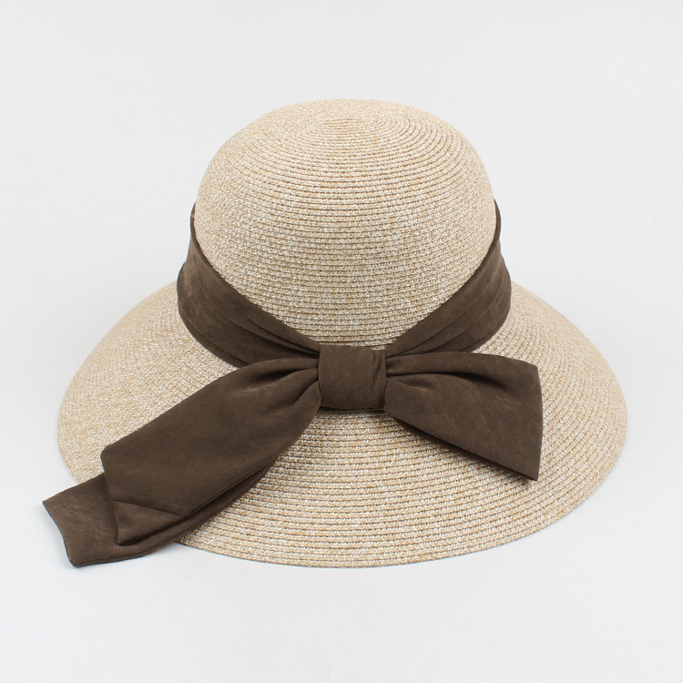 Korean Bow Big Eaves Sunscreen Straw Hat display picture 14