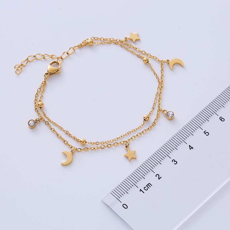 Sweet Star Moon Titanium Steel Bracelets Plating Inlay Zircon Stainless Steel Bracelets
