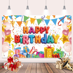 誕生日背景布バナーピンクスタイル誕生日パーティー装飾用品写真背景布誕生日バナー装飾