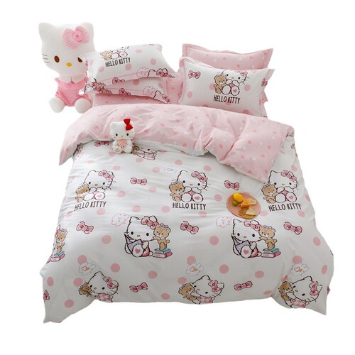 New 40-count pure cotton four-piece set Sanrio series cartoon Nantong home textile bed sheets dormitory style wholesale
