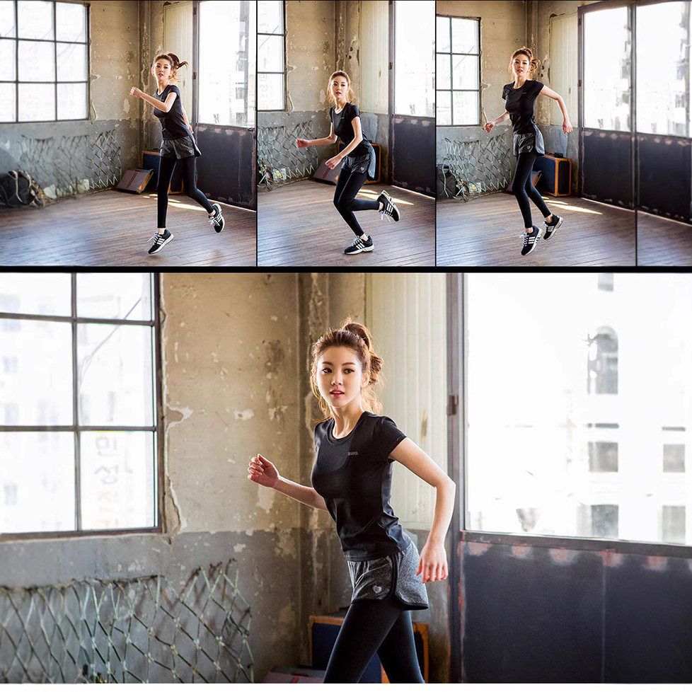 Fábrica al por mayor coreano de secado rápido Camiseta slim-Fit camisa de manga corta Camiseta stretch fitness deportes yoga top