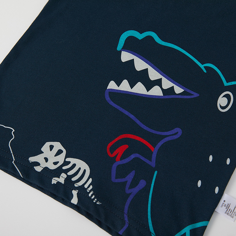 Estilo coreano sea Top Camiseta de manga corta para niños de dibujos animados de dinosaurio de algodón para niños de verano top de moda de una pieza de entrega