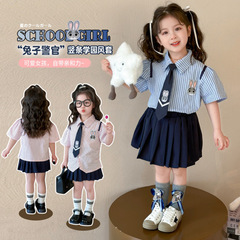 女の子スカート夏 2025 新しい女の子ポロスカートウサギ警察官ドレスサマードレスベビーガールプリンセスドレス