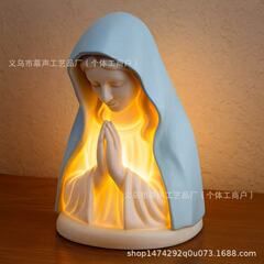 跨境新品Virgin Mary Prayer Night Light祈祷夜灯，树脂工艺品摆