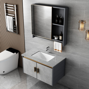 Space Aluminum Slate Bathroom Cabinet Small Bathroom Washbasin Washbasin Ceramic Integrated Washbasin Basin