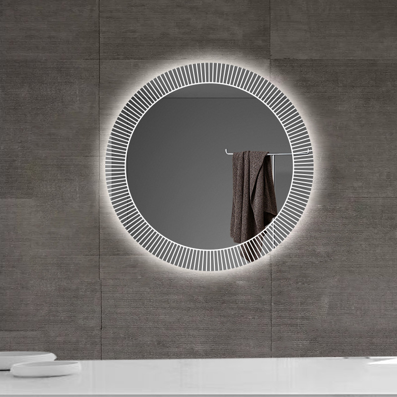 Espejo de baño Espejo inteligente redondo Espejo de pared Espejo de baño Inodoro LED luminoso Espejo de vestuario Pantalla táctil