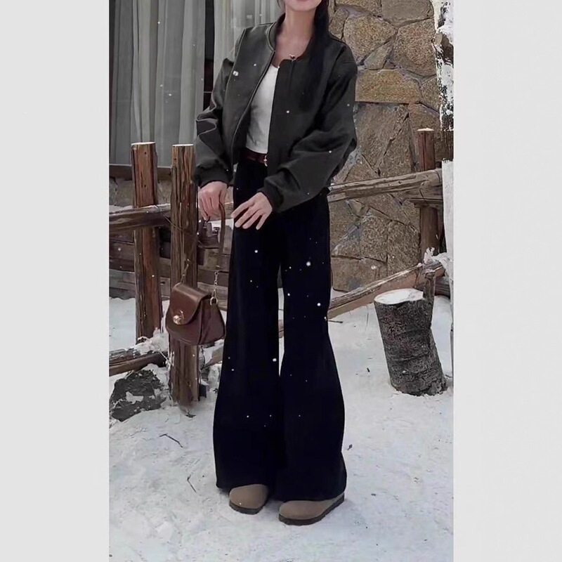 Women's new autumn and winter high-waisted versatile wide-leg pants, slimming and leg-lengthening, American style, black loose jeans for petite figures Women's new autumn and winter high-waisted versatile wide-leg pants, slimming and leg-lengthening, American style, black loose jeans for petite figures