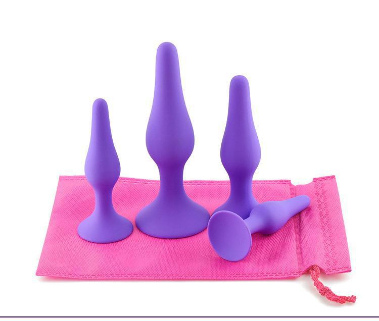 Silicone Anal Plug 4-Piece Set with Suction Cups, Black Body-Safe Training Kit — detail image 14