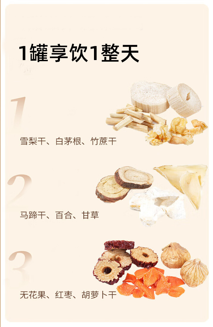 Sugarcane Imperata Snow Pear Herbal Tea Blend Zhu Zhe Mao Gen Xue Li 15g x 15 Cans Cold Brew Wellness Tea key features