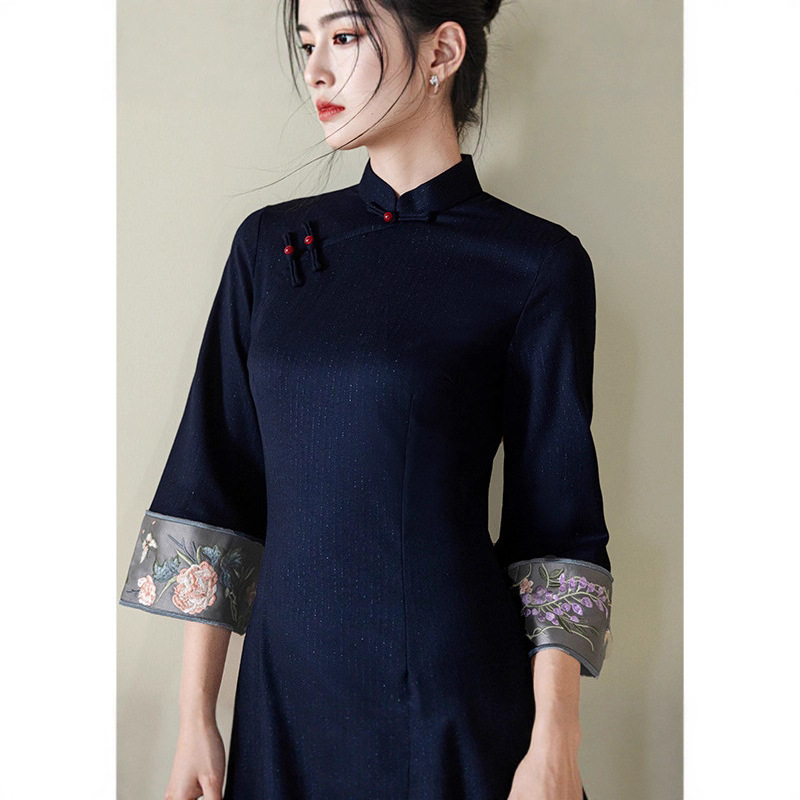 New Chinese-style National-style Cheongsam For Women, With Traditional Embroidery, A High-end, Simple, Retro, And_ecoleips.com