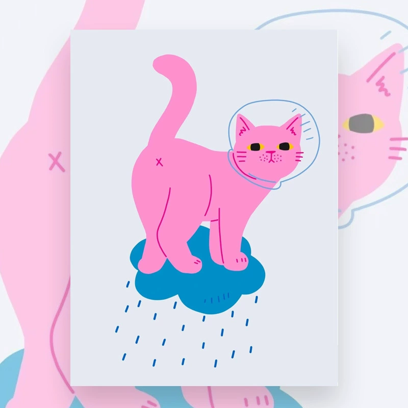 Масляная картина на холсте Meow Star Decper-up, минималистичное аниме, несколько размеров постера