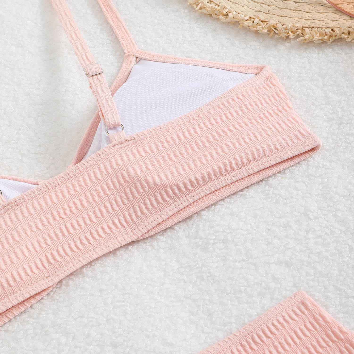 Slim Fit Type Women's Sexy Solid Color 3 Pieces Set Bikinis Swimwear
