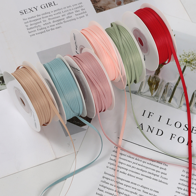 3mm milk silk thin ribbon double-sided extinction ribbon 0.3 ribbon bouquet bow DIY gift baking packaging