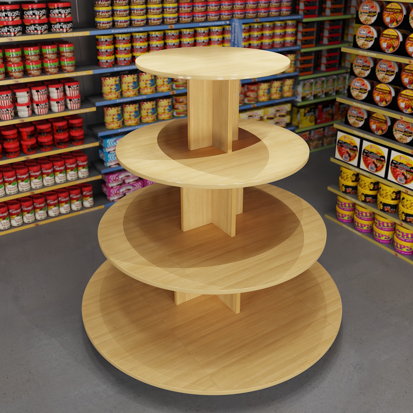 礼品超市货架堆头架粮油展示台中岛柜展示架银行圆形展台多功能