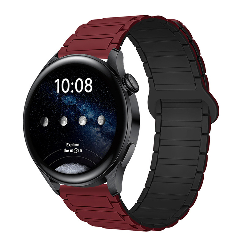 适用三星华为表带GT3/4/5荣耀watch4567二代三珠硅胶磁吸手表带|undefined