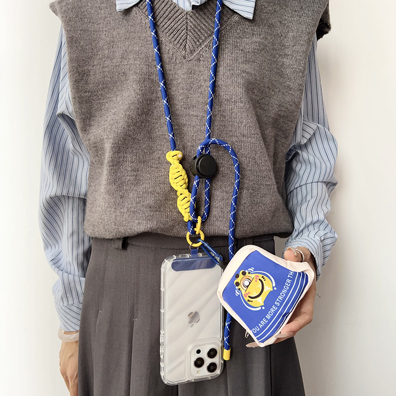 Bolsa de almacenamiento, cuerdas para teléfonos móviles, bolso de cambio, llavero, auriculares, colgantes para bolsas escolares, cuerdas de cuello para la muñeca.