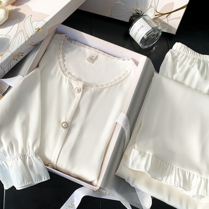 Women's Ice Silk Long Sleeve Pajama Set 2026 New Spring and Autumn Gift Box Holiday Gift for Best Friend, Wife, Girlfriend, Mother Women's Ice Silk Long Sleeve Pajama Set 2026 New Spring and Autumn Gift Box Holiday Gift for Best Friend, Wife, Girlfriend, Mother