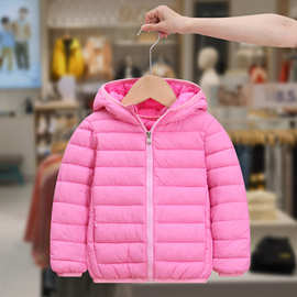 跨境新款秋冬儿童轻薄羽绒棉服男女童韩版保暖外套中大童带帽棉衣