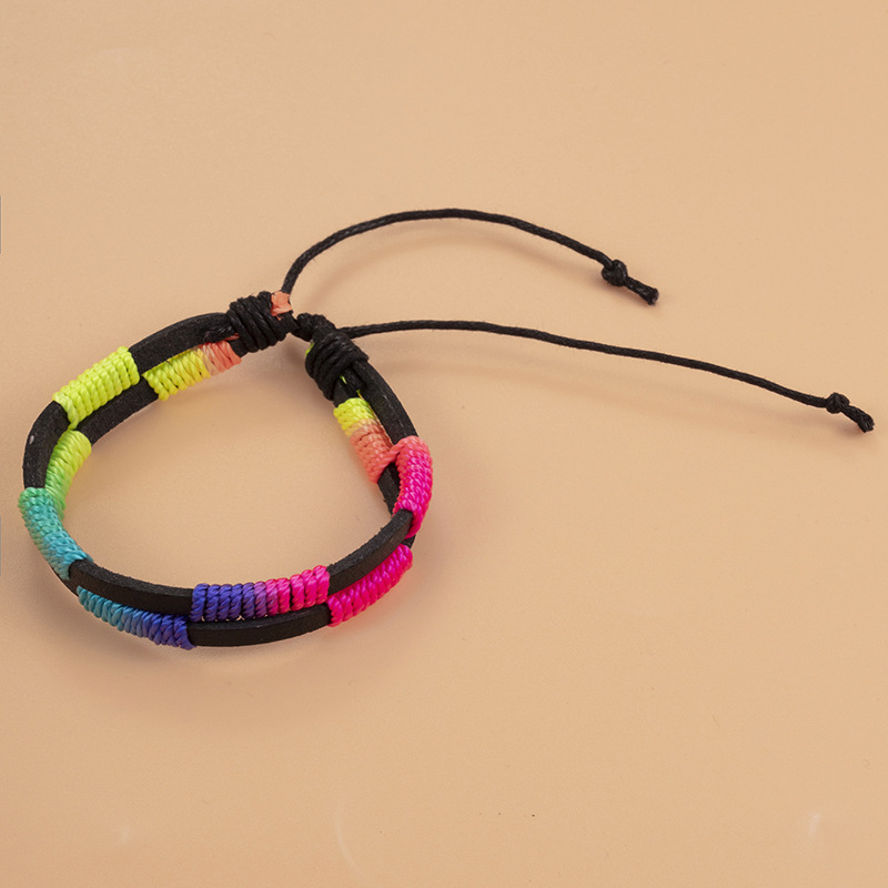 1 Piece Fashion Geometric Pu Leather Nylon thread Wax line Unisex Bracelets