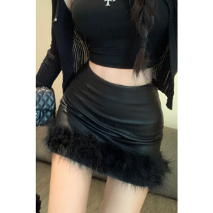 �OӋ��ëëƴ�Ӻ�ɫ����ȹŮ2025�����@�ݸ���һ������Ƥ��ȹ