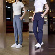 四面弹干冰裤子夏季薄款灰色潮流直筒运动裤抖音新款商务休闲裤