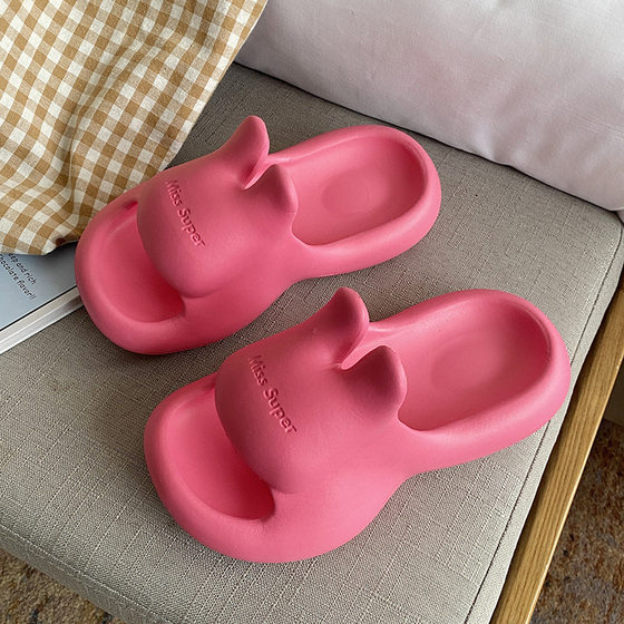 4.0cm slip-on eva rabbit slippers women's summer thick-soled slippers for outdoor wear cute soft home indoor home