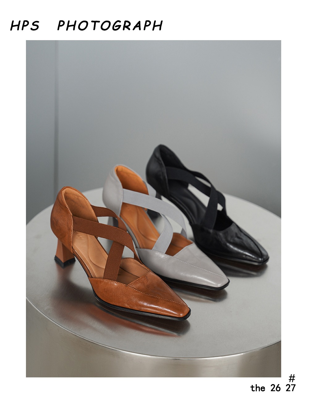 Sandal cao gót nữ da cừu mũi trùm cổ điển, gót vuông ổn định, quai thun co giãn — đen chi tiết 1