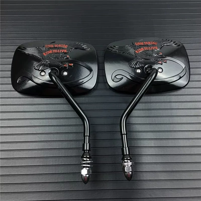 Suitable for Harley XL 883 1200V-Rodsoftail Dyna Motorcycle Metal Eagle Rearview Mirror (Motorcycle rearview mirror) - black