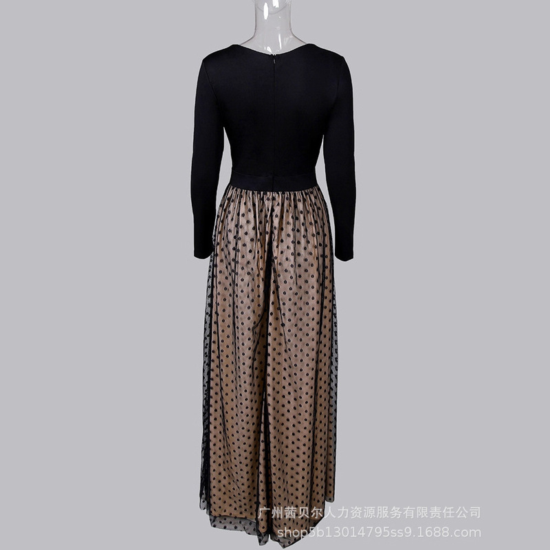 特价欧美时尚女士长袖深V修身连衣裙HDZ0208|undefined