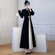 春秋季新中式复古风改良旗袍长裙子国风高级感时尚显瘦连衣裙女装