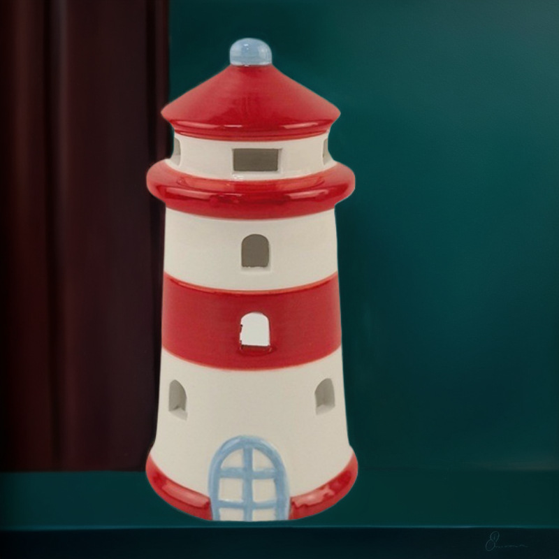 Estilo marino colorido faro de cerámica candelabro vela hueca decoración de la habitación decoración del hogar decoración del festival personalizado de Navidad