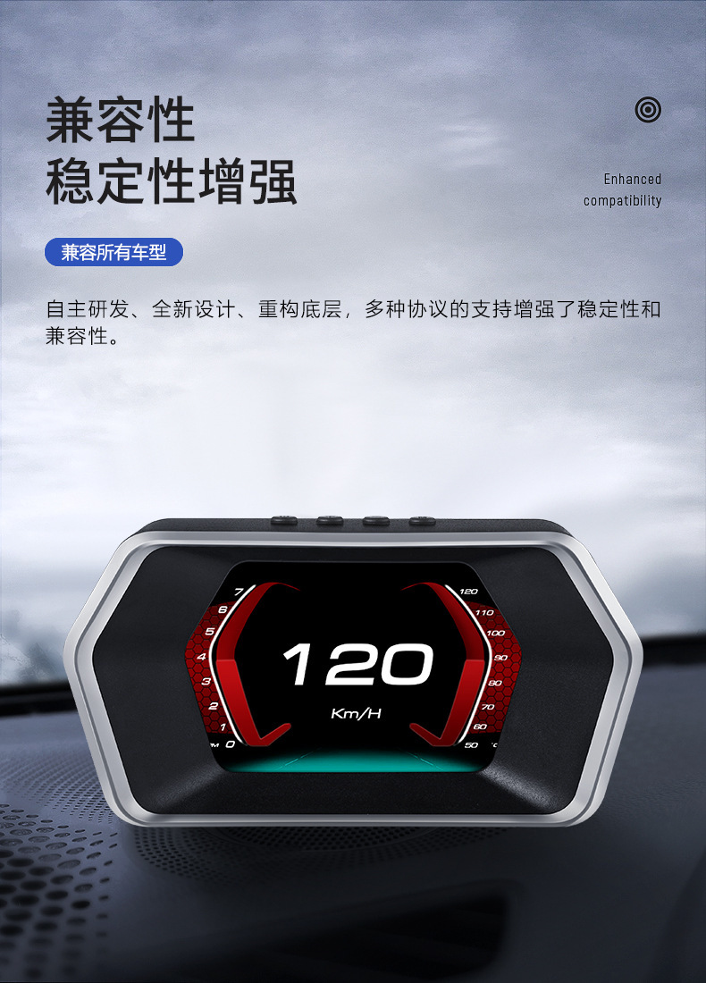 P17 Head-Up Display OBD+(GPS+Beidou) 4.3inch LED Color LCD Screen Display 5V USB Universal