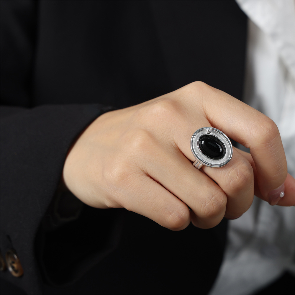 Nuevo chino exquisito temperamento natural ágata colgante otbuckle collar Titanium acero 18K oro personalidad temperamento anillo traje