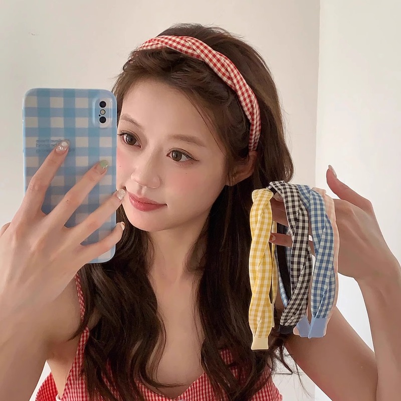 甜美少女感麻花格子发箍女高颅顶显脸小头箍可外戴压发发卡发饰|undefined