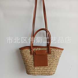 夏季百搭单肩草编包包大容量手提度假旅行沙滩包两用
