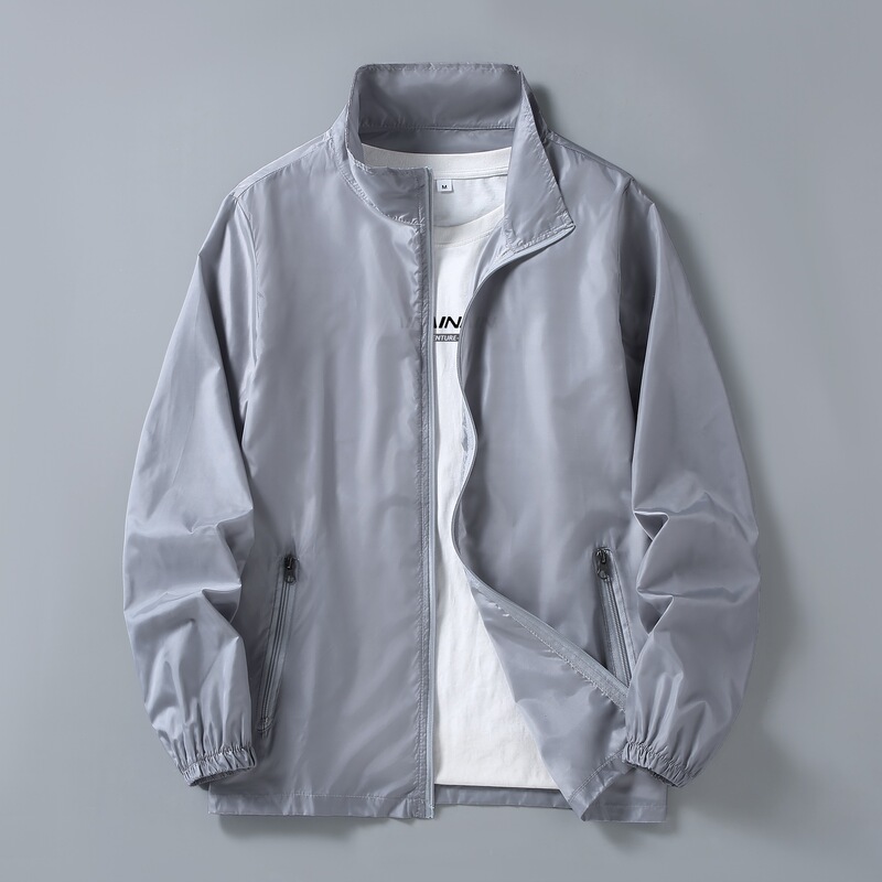 Summer Men's Sun Protection Clothing, Lightweight and Breathable Jacket, Cool-Feeling Stand-Up Collar, Casual Sun Protection Clothing, Thin and Quick-Drying