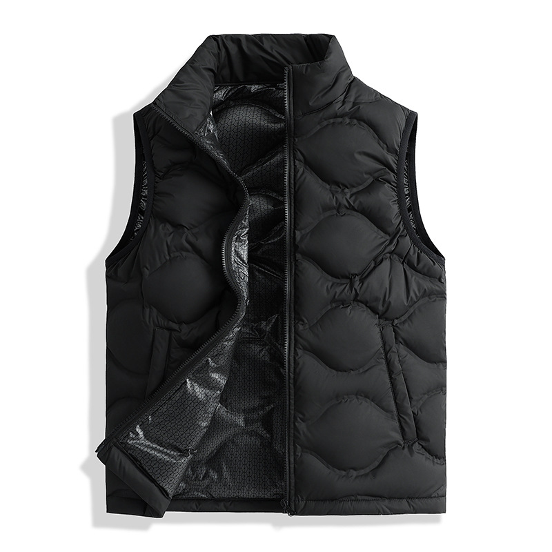 Chaleco de Plumas Ligero con Cuello Stand para Hombre de Poliéster Térmico para Uso Diario