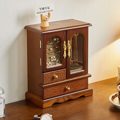 レトロ家庭用レトロ中国無垢材ジュエリー収納ボックス多層大容量ネックレスジュエリー収納