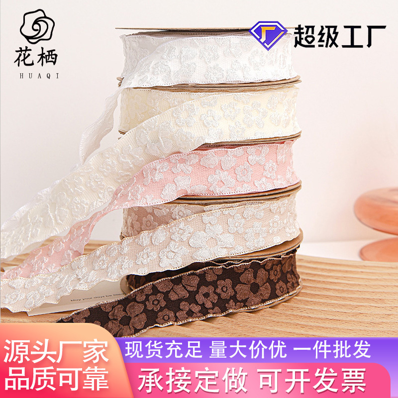Flor embalaje cinta regalo embalaje vendaje engrosamiento encaje fresco creativo plisado flor en relieve cinta al por mayor
