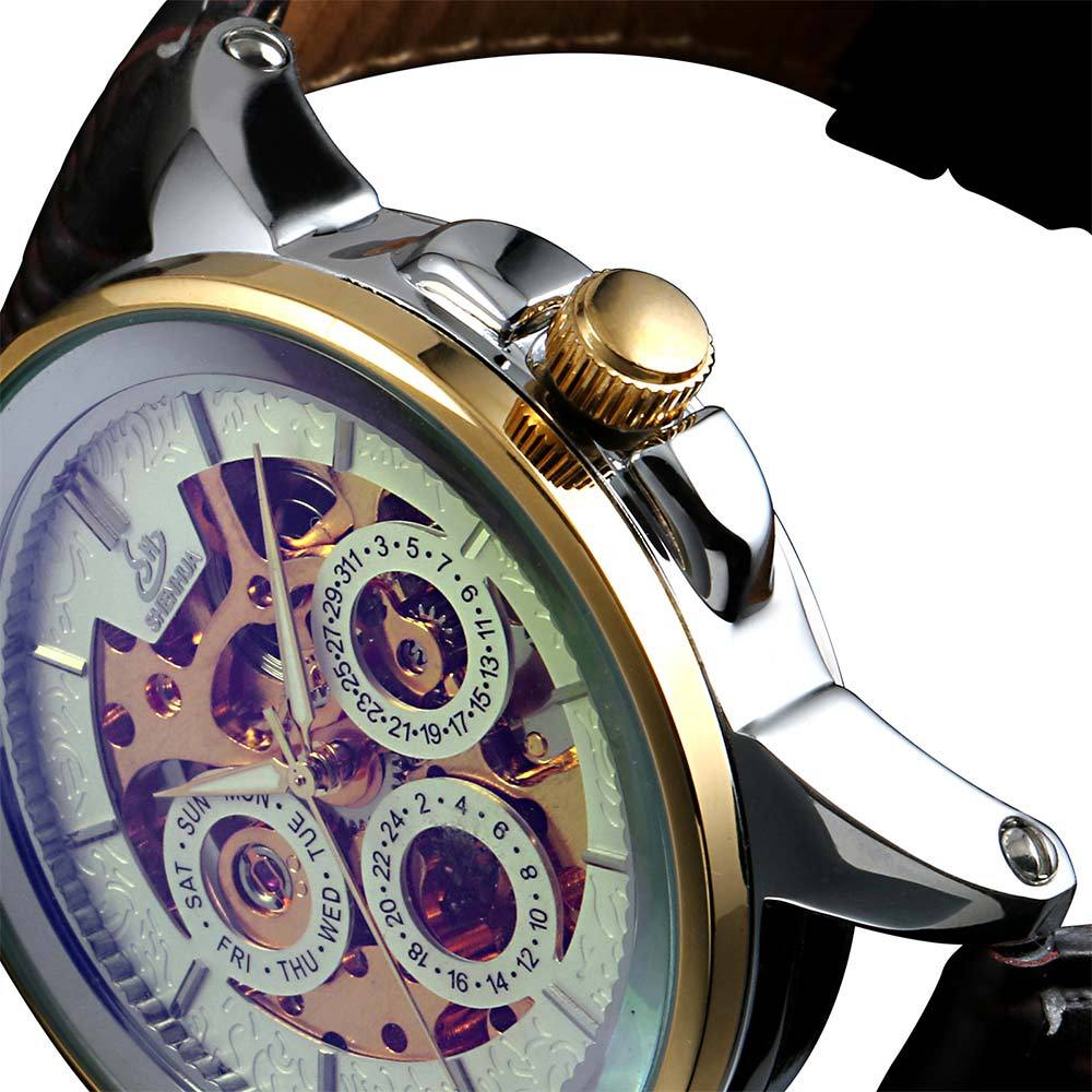 72g Weight Tempered Glass Mirror Material Genuine Leather, Steel Belt Strap Material Watch Classification Pointer Display Type Butterfly Double Snap, Buckle Buckle Style Round Dial Shape Casual, Daily Occasion Mechanical Movement Color Block Pattern All Seasons Season Men's Gender Retro Style Retro Color Block Butterfly Double Snap Buckle Mechanical Watch Men's Watches 15